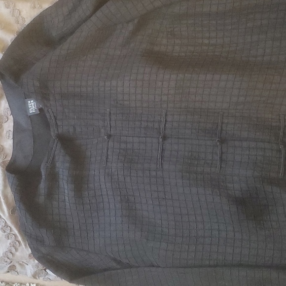 Eileen Fisher WOMAN Black Round Neck Frog Closure Cardigan. - Picture 9 of 12